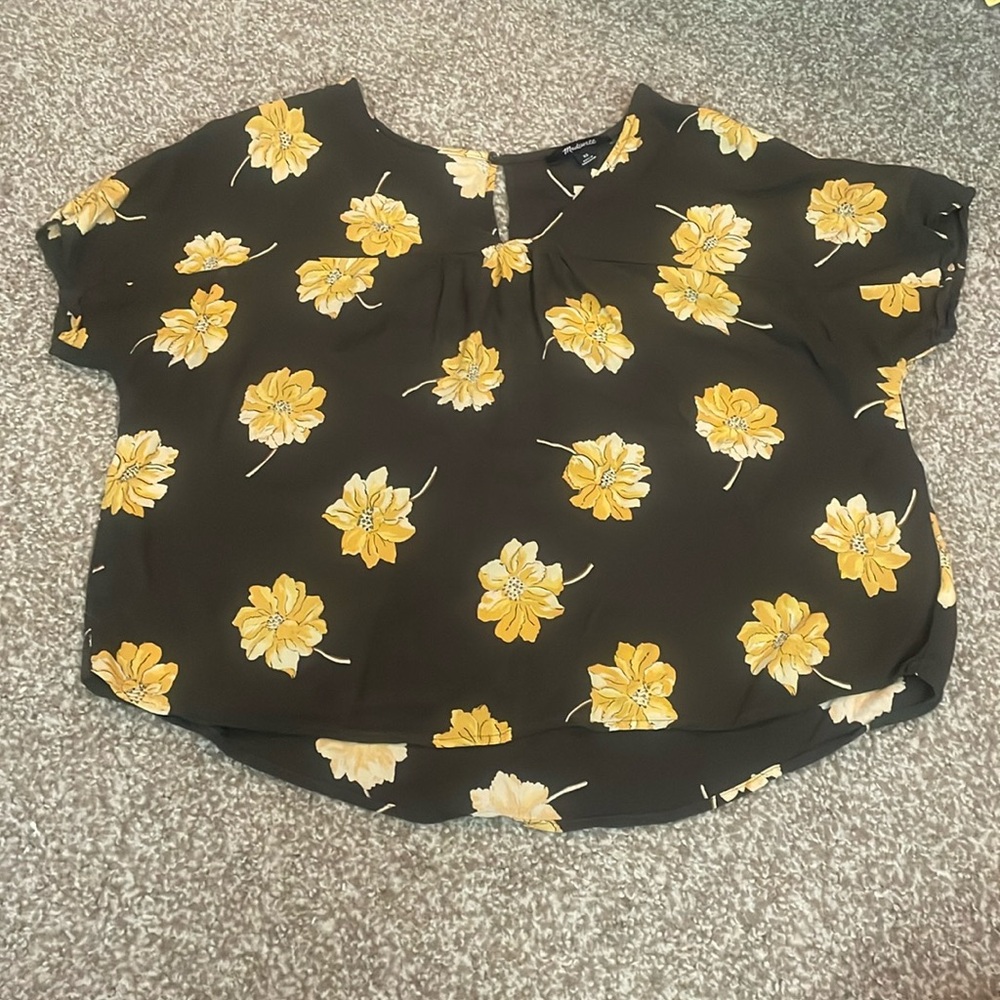Madewell Floral Short Sleeved Blouse